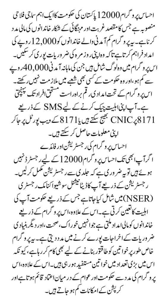 Ehsaas Program 12000 Online Check Complete Guide 2025